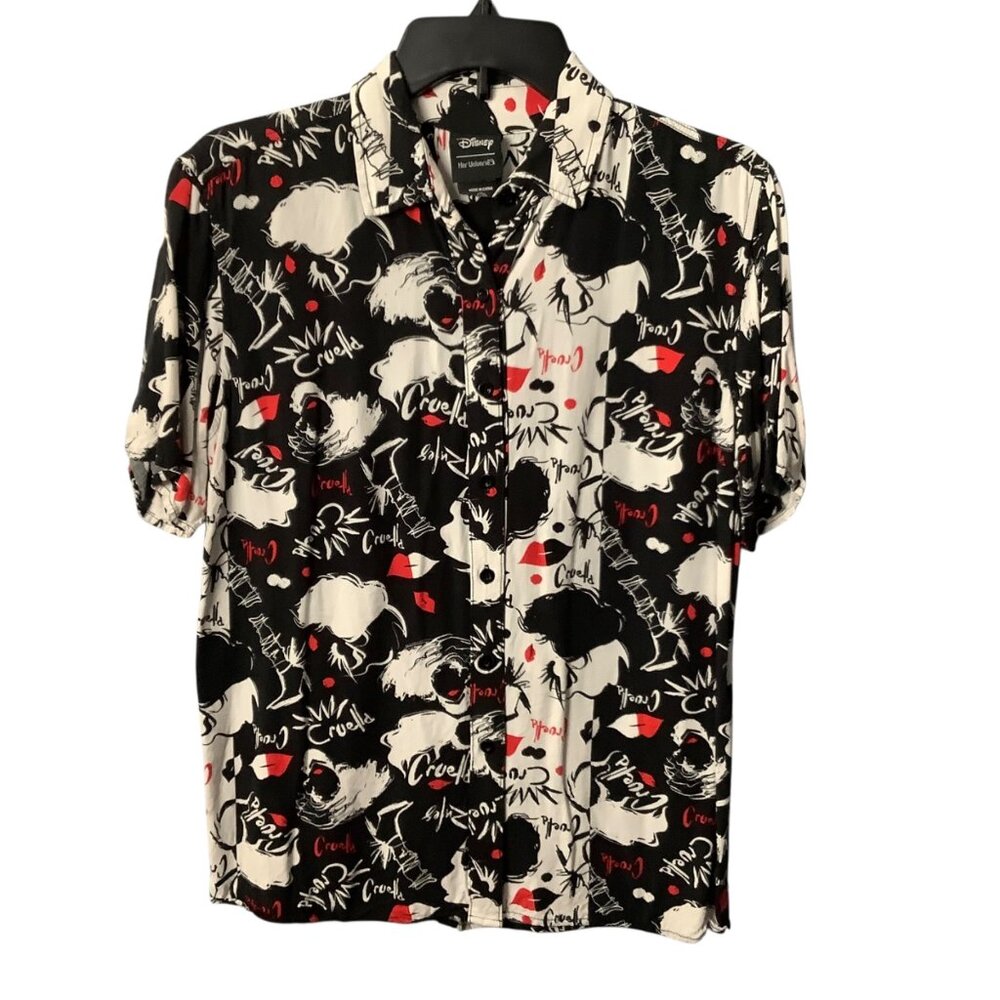 Disney Her Universe Cruella‎ De Vil Graphic Button-Up Shirt Women Size XS